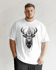 100% Cotton-Patterned Men's Loose Plus Size Short Sleeve T-Shirt