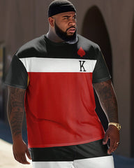 Big Guy's Color Matching Short Sleeve T-shirt and Pants Set
