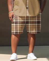 Men's Big and Tall Plaid Short Sleeve Shirt And Shorts Set
