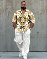 Luxury Baroque Style Printed Long Sleeve Shirt 2 Piece Set Big & Tall Men's