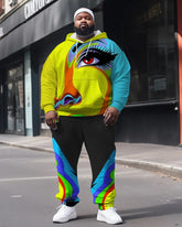 Men's Plus Size Eye Pop Style Street Long Sleeve Hoodie Set