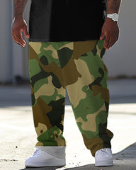 Men's Large Casual Camouflage Print T-Shirt Pants Set