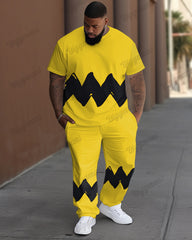 Men's Big and Tall Geometric Colorblock Print T-shirt Set