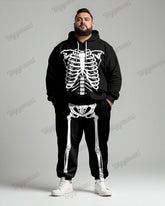 Simple Skull Skeleton Print Men's Big & Tall Hoodie Set