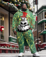 Men's Plus Size Christmas Evil Snowman Hoodie Pants Set of Two