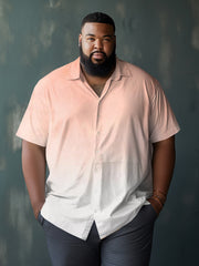 Men's Casual Style Plus Size Simple Short Sleeve Gradient Lapel Shirt