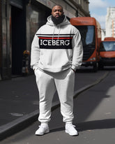 Big & Tall Men's Tracksuit Iceberg Print Hoodie Sweatpants 2-Piece Set