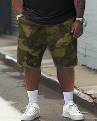 Men's Plus Size Colorblock Camouflage Print T-Shirt Shorts Set