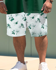 Men's Plus Size Simple Gradient Print Short Sleeve Shirt Shorts Suit