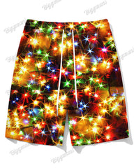 Big Men's Christmas Colored Lights Print T-Shirt Shorts Set