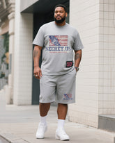 Big & Tall Men's Original Secret. US Continues To Hide Interstate Relations Independence Day Crew Neck T-shirt Shorts Suit