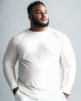 100 Cotton-All-Match Solid Color Men's Loose Big & Tall Long-Sleeved T-Shirt