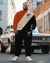 Men's Big & Tall Simple Colorblock Flying Eagle Sweatshirt 2-Piece Set