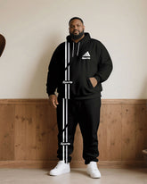 Big & Tall Men Fall/Winter Joker Black Sports Letter Printed Hoodie Suit