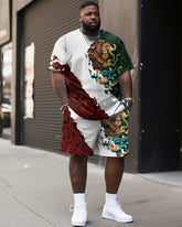 Street Casual Pattern Contrast Print Large Men's Set