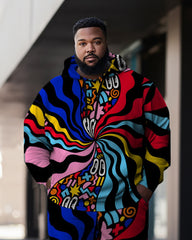 Men's Large Size Line Color Hoodie Set of Two