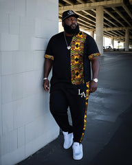 Big Boys African Totem Print Short Sleeve Trousers Suit