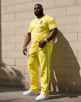 Big Boy Casual Sports Football Style Football Fans Creative Stripe Crewneck Short Sleeve T-Shirt Trousers Suit