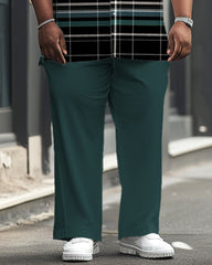 Men's Plus Size Business Classic Check Fabric Short Sleeve Shirt Suit