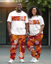 Couple Holiday Hawaiian Style T-Shirt Pants Suit Large