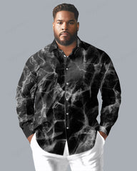 Psychedelic Smoke Long Sleeve Lapel Shirt Men's Plus Size