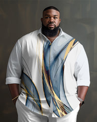 White Men's Ombre Art Big & Tall Long Sleeve Walking Set