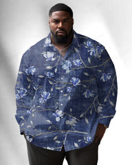 Smoke Point Long Sleeve Lapel Shirt Men's Plus Size