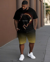 Men's Plus Size The Love of Christ Short Sleeve T-Shirt Shorts Suit