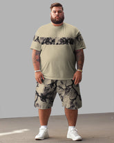 Men's Plus Size Casual Print T-Shirt Shorts Suit