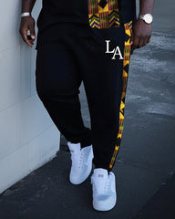 Big Boys African Totem Print Short Sleeve Trousers Suit