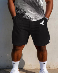 Men's Plus Size Chest Small Label Printed Vest Shorts Suit