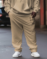 Men's Plus Size Simple Rose Japanese Print Hoodie Set of Two