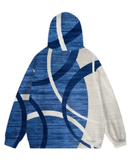 Men's Big & Tall Casual Hip Hop Blue Graphic Hoodie Two-Piece Set
