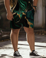 Desert Green Print Large Polo Men's Short Sleeve Set