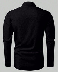 Men's Large Size Ethnic Style Black Gold Totem Lapel Long Sleeve Shirt