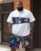 Street Cool Starry Sky Patchwork Printed Large Men's Set