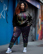 Women's Big & Tall Fluorescent Trees Moon Hoodie Set