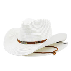 Multicolor Ethnic Classic Belt Denim Straw Hat