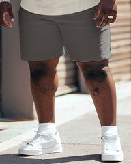 Street Casual Colorblock Printed Gray Large Men's Set