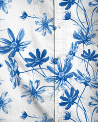 Summer Flower Language -100% Cotton Linen Men's Short Sleeve Button Shirt