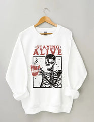 Women's Big & Tall Staying Alive Coffee Sweatshirt