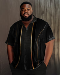 Plus Size Men's Abstract Print Leisure Short Sleeve Walking Suit