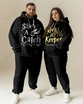 Couple Fashion Casual Plus Size Suit Keeper And Catch Letter Print Hoodie Suit