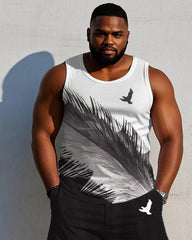 Men's Plus Size Chest Small Label Printed Vest Shorts Suit