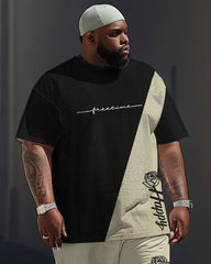 Street Simple Colorblock Rose Letter Print Large Men's Set