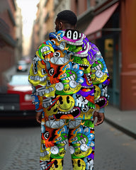 Street Fun Cartoon Fashion Men Big & Tall Hoodie Set