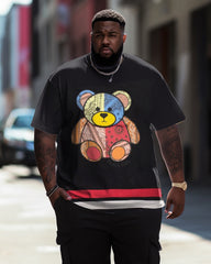Men's Plus Size Street Bear Graffiti Short Sleeve Crew Neck T-Shirt