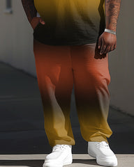 Men's Large Gradient Color Letter Print T-Shirt Pants Suit