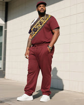 Big Boy Daily Casual Retro Impression Painting Creative Stitching Texture Short Sleeve Pants Suit