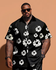 Men's Big & Tall Denim Tears Street Fashion Flower Pattern Print Short Sleeve Shirt Shorts Set